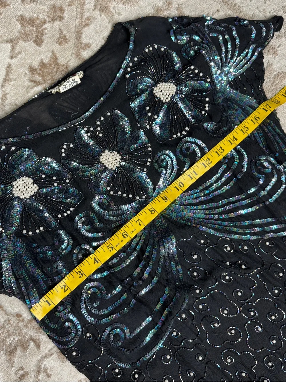 Vintage 1980s Papillon 100% Silk Beaded Top - Picture 5 of 9